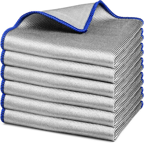 Glass Cleaning Cloth, Streak Free Miracle Polishing Wipes for Windows, Eyeglass Cleaner, Pack of 6, 12 x 12 Inch