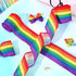 Whaline 2 Rolls Rainbow Stripe Wired Ribbon, 2.5 Inch, Colorful LGBTQ Pride Fabric for Crafts and Gift Wrapping
