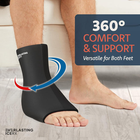Reusable Ankle Ice Pack Wrap - Cold Compression Therapy for Pain Relief, Plantar Fasciitis, Sprained Ankles