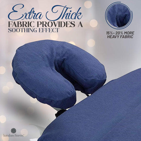 London Linens Pack of 4 Blue Premium Extra Thick 100% Cotton Flannel Massage Tables Face Cradle Covers