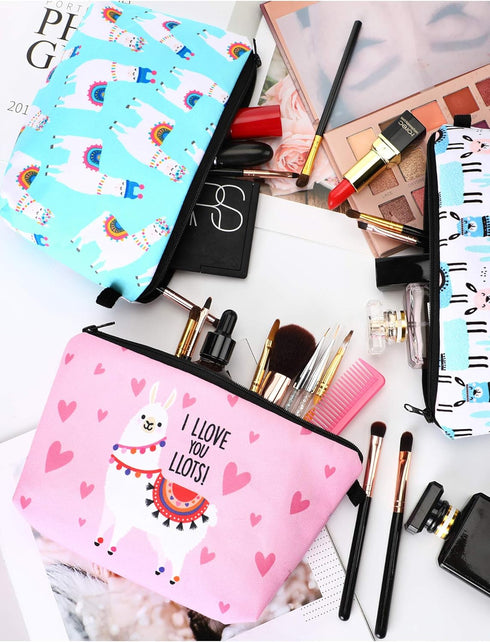 SATINIOR 6 Pcs Small Makeup Bags Llama Makeup Pouch 8.7 x 5.3 Inch Alpaca Cosmetic Bags Cartoon Pattern Llama Gifts for Women Travelling Accessory Toiletry Bag Organizer