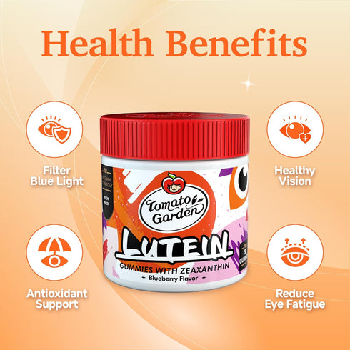 TomatoGarden Gummies, 30 Count Lutein Vision Support Supplements with Blue Light Protection
