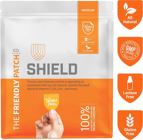 The Friendly Patch Shield Immunity Support Patch | Wearable Immune Boosters with Vitamin D3, C, Zinc | 28 Patches