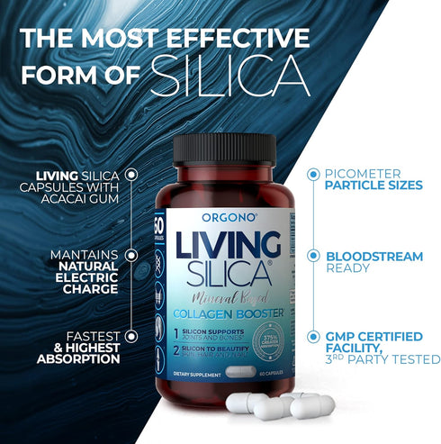 Living Silica Collagen Booster Capsules - Ultra High Absorption for Healthy Collagen, Joint Support, Glowing Skin
