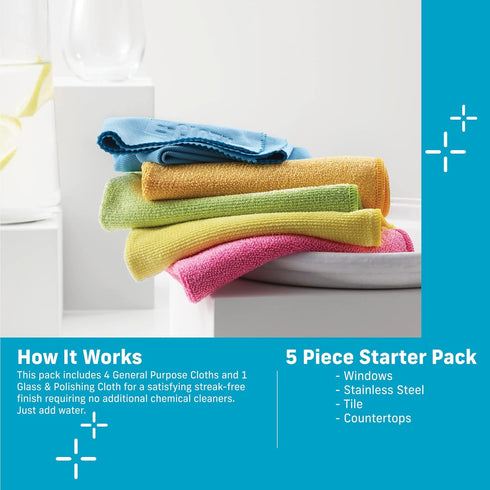 Pack, 300 5 Set E-Cloth Starter Premium Microfiber Cleaning Cloths, Great Household Cleaning Tools for Bathroom