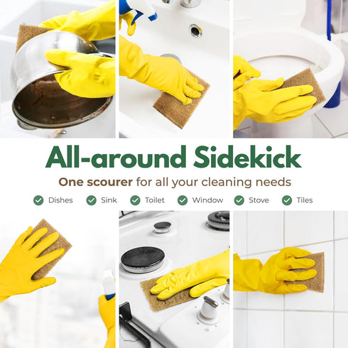 Biodegradable Scrubbing Pads for Dishes - 24 Pack Coconut Fiber Non Scratch Scouring Pads for Pots and Pans
