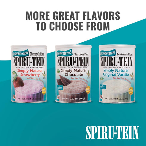 Natures Simply Natural SPIRU-TEIN Shake - Unsweetened Chocolate Protein Powder, 0.82 lb, 16 Servings