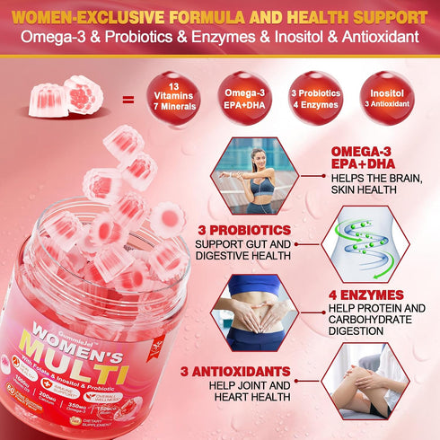 Gummies Gummies Omega-3, Immunity, 60 Sugar-Free Women's Multivitamin - Women Methylated Multivitamin Filled