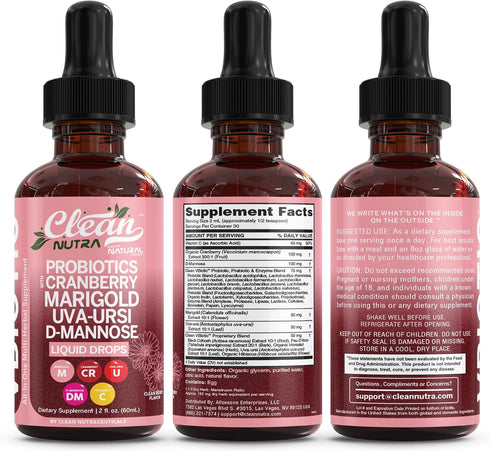 Horsetail Clean Nutraceuticals VBiotic Vaginal Probiotic for Women Liquid Drops | Cranberry Uva Ursi D-Mannose