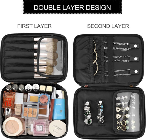 Pocmimut Makeup Bag and Jewelry Bag, Travel Makeup Case for Women 2 in 1 Waterproof Travel Make Up Bag and Jewelry Bag