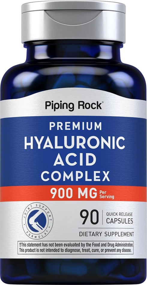 Piping Rock Hyaluronic Acid Supplement, 900mg, 90 Capsules, Complex with MSM, Non-GMO, Gluten Free
