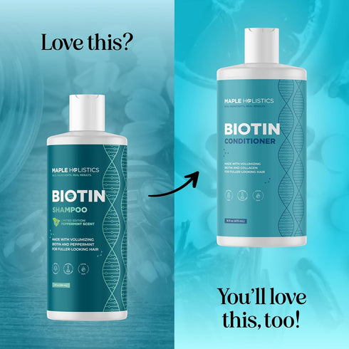 Volumizing Biotin Shampoo for Thinning Hair - Peppermint Argan Shampoo for Damaged Dry Hair, Vegan & Sulfate Free