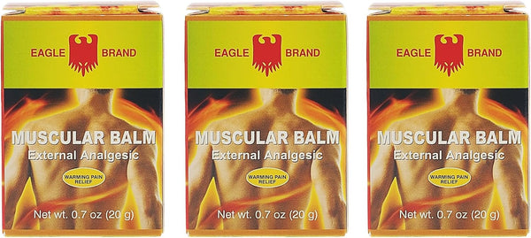 Eagle Brand Muscular Balm, External Analgesic for Warming Pain Relief, 0.7oz x 3, Pack of 3
