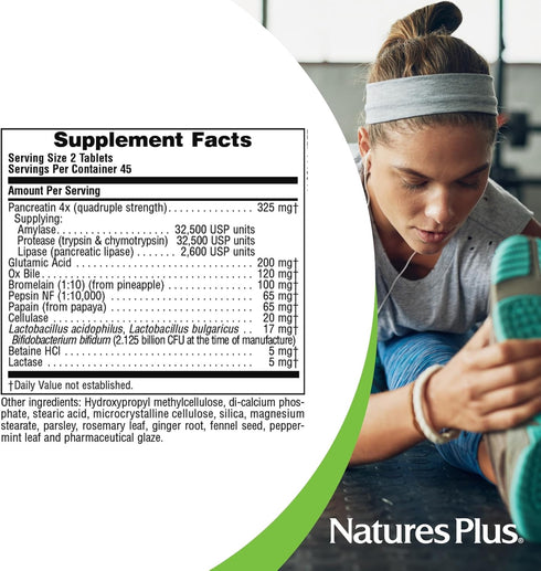 NaturesPlus Ultra-Zyme - 90 Tablets, Gluten Free Enzyme Supplement for Healthy Digestion
