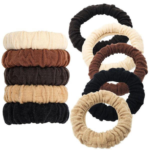 No Damage Soft Polyester Hair Ties, No Tug Scrunchies Hair Bands with Strong Elasticity