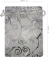 100pcs Sheer Organza Favor Bags - Rattan Print Gift Bags for Wedding Baby Shower, 4x6, Silver