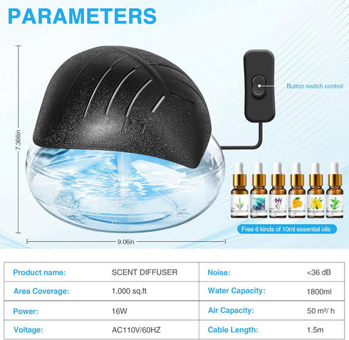 RetroStick 6x10ml Water Air Purifier for Home with Essential Oil Diffuser & Humidifier, Rainbow Air Washer with LED