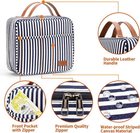Large Capacity Hanging Travel Toiletry Bag - Cosmetic Organizer for Women with 4 Compartments