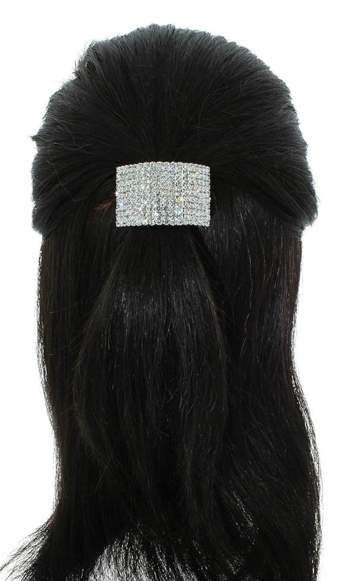 Rhinestone Ponytail Holder by Crystal Avenue | Stretchy Elastic Hair Tie | Silvertone with Sparkling Crystals