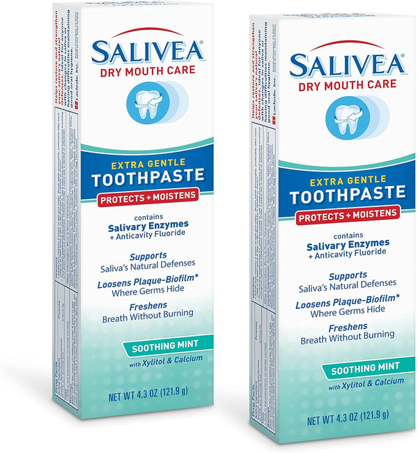 SALIVEA Dry Mouth Toothpaste, Soothing Mint Flavor with Natural Salivary Enzymes, 2 Pack