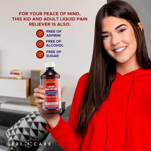 GeriCare Cherry Flavored Acetaminophen Liquid 160 mg, 16 Oz (Pack of 2)