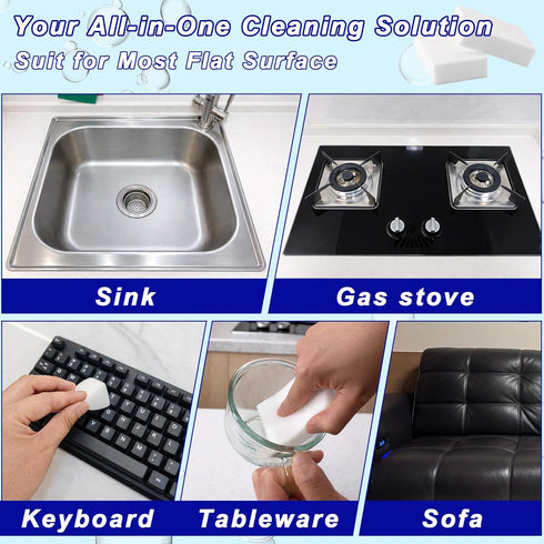 Hbfarosm 100 Pack Magic Cleaning Sponge Erasers, Non-Scratch Melamine Sponge Bulk Multi-Surface Cleaner Melamine Foam