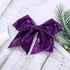Large 7 Inch Glitter Bow Clip, Sequin Bling Party Hair Accessories for Women, Teens, Girls, Kids (Dark Purple)