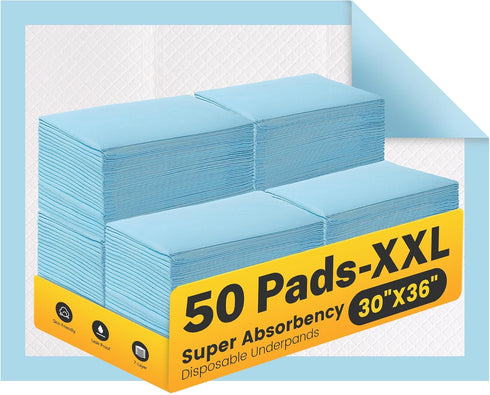 TEROBABI Bed Pads Disposable Adult 50 Count XXL, Super Absorbency Heavy Duty Chucks