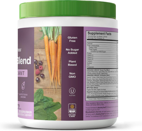 Amazing Grass Greens Blend Antioxidant - Super Greens Smoothie Mix, Sweet Berry, 30 Servings, Spirulina & Probiotics