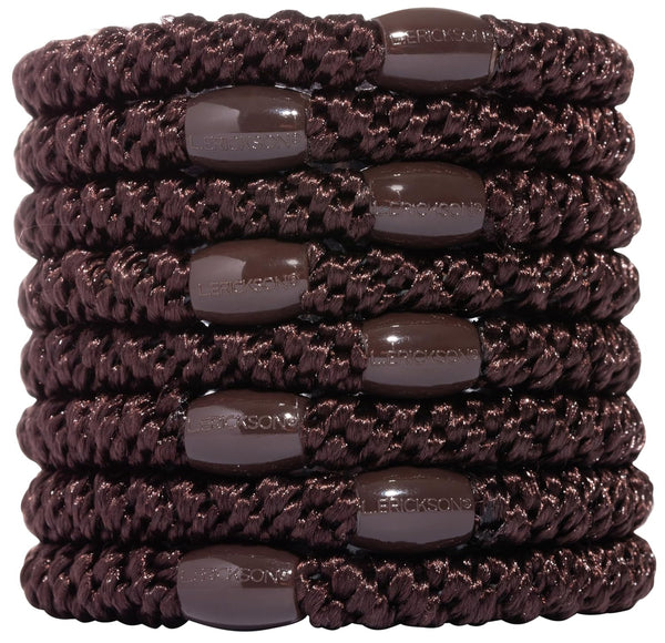 L. Erickson Brown Hair Ties for Thick Hair, 8 Pack, Mocha, No-Crease Bands with Strong Hold