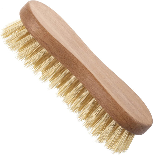 Konex Nylon Fiber Economy Utility Cleaning Hand Brush. Heavy Duty Hand-Held Scrub Medium-Stiffness Bristle Brush with Wood Body. (Peanut Shaped, Medium Stiffness Bristles) by KONEX