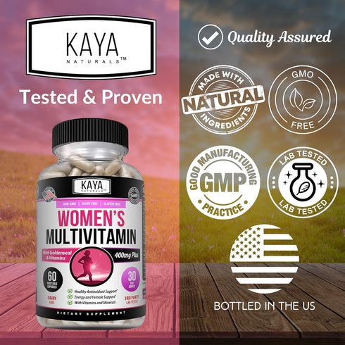 Kaya Naturals Women's Multivitamin, Antioxidant & Immune Support, Vitamins A, D, C, E, Biotin, 60 Count