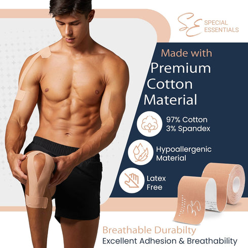 Kinesiology Tape - Premium Cotton Waterproof Sports Tape for Targeted Muscle Support, 2 Pack, 40 Count