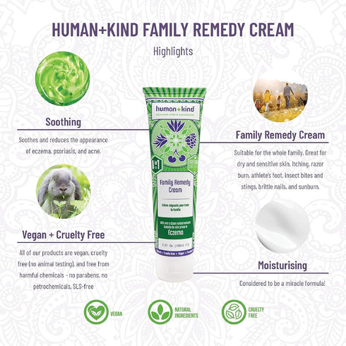 Human+Kind Family Remedy Cream - Smoothing, Healing Body Repair for Burn, Rash, and Dry Skin - 3.3 oz
