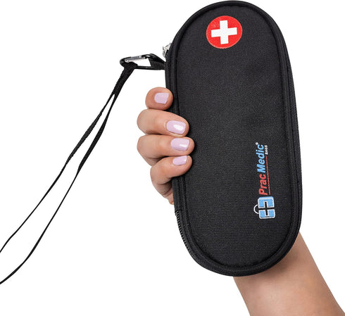 PracMedic EpiPen Carry Case - Insulated Compact Case holds 2 Epipens or Auvi-Q, Inhaler, Medicines (Black)