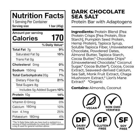 Laird Superfood Protein Bars – 10g Plant-Based Protein, 6g Fiber, Non-GMO, 5 Flavor Variety Pack, 10 Count