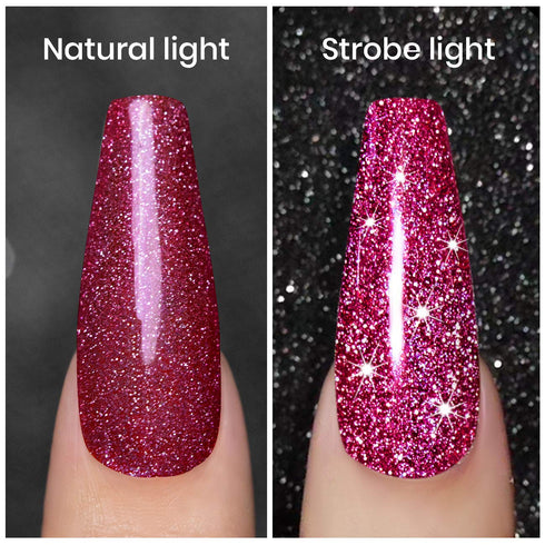 Sparkling Glitter Gel Nail Polish, Red Diamond Gel Polish for Shiny Nail Art, Soak Off UV LED Nail Gel, RAR87