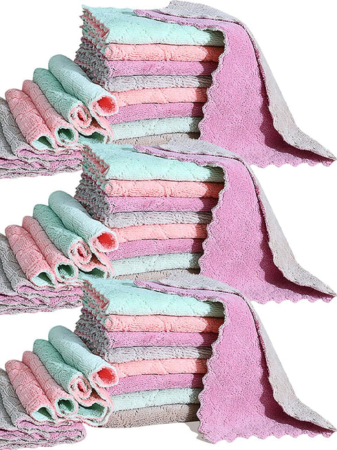 MISSJOJIAY 32 Pack Cleaning Cloth Kitchen Cloth, Dish Towels Super Absorbent Coral Velvet