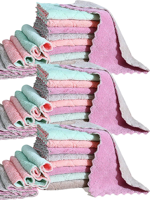MISSJOJIAY 32 Pack Cleaning Cloth Kitchen Cloth, Dish Towels Super Absorbent Coral Velvet