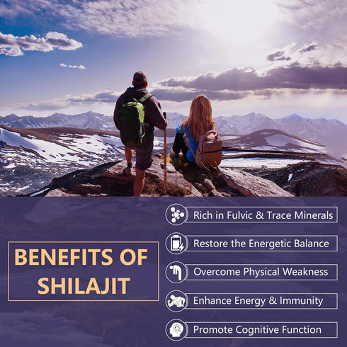60,000 MG Shilajit Pure Himalayan Organic Capsules - 100% Gold Grade for Energy Boost & Immune Support - 60 Capsules