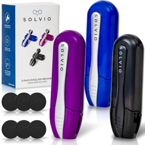Solvio 3Pcs Portable Microfiber Eyeglass Cleaner | Included 6-Piece Replacement Pads | Easy