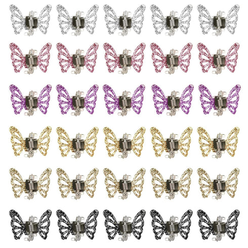 Wecoe 30pcs Small Butterfly Hair Clips, Cute Mini Claw Clips in Purple Pink Gold Silver for Women Girls