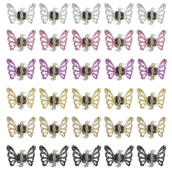 Wecoe 30pcs Small Butterfly Hair Clips, Cute Mini Claw Clips in Purple Pink Gold Silver for Women Girls