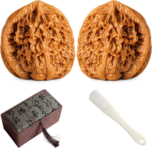 Nouysoc 4.0-4.5cm Wenwan Walnut, Chinese Walnuts Set, Traditional Stress Relief Hand Fidget Tool