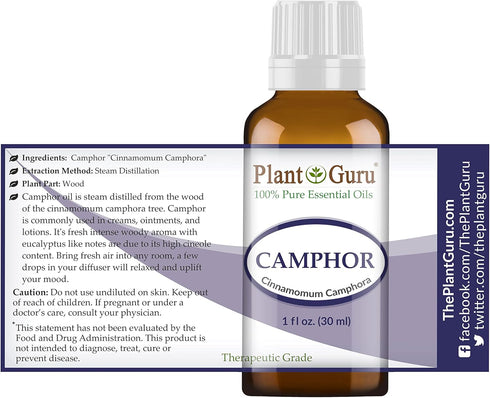 Camphor Essential Oil 1 oz / 30 ml 100% Pure Undiluted Therapeutic Grade. for Skin, Body, Hair Growth and Aromatherapy Diffuser.