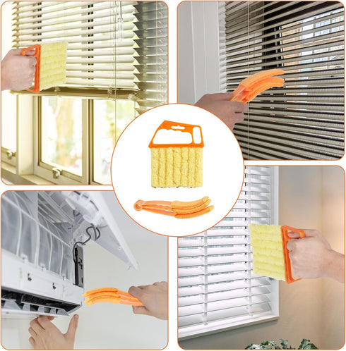 2pcs Window Venetian Blind Cleaner Duster Tool, 7 Finger Blind Duster Brush & Shutter Cleaner Brushes with Washable