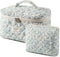 2 Pcs Large Quilted Makeup Bag - Cotton Quilted Toiletry Bag for Women, Cute Kawaii Travel Cosmetic Bags (03 Lightblue