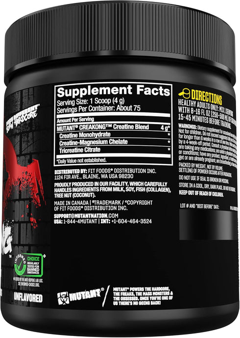 Mutant Creakong Advanced Creatine Supplement Powder - Creatine Blend, 300 g - 10.6 Ounce