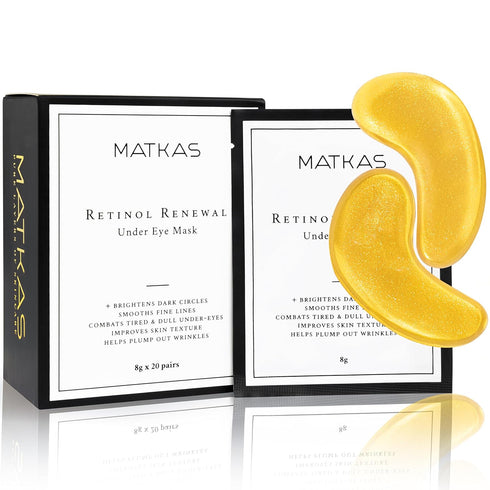 MATKAS Retinol Renewal Gold Under Eye Mask, 20 Pairs, Best Eye Patches for Puffy Eyes and Dark Circles