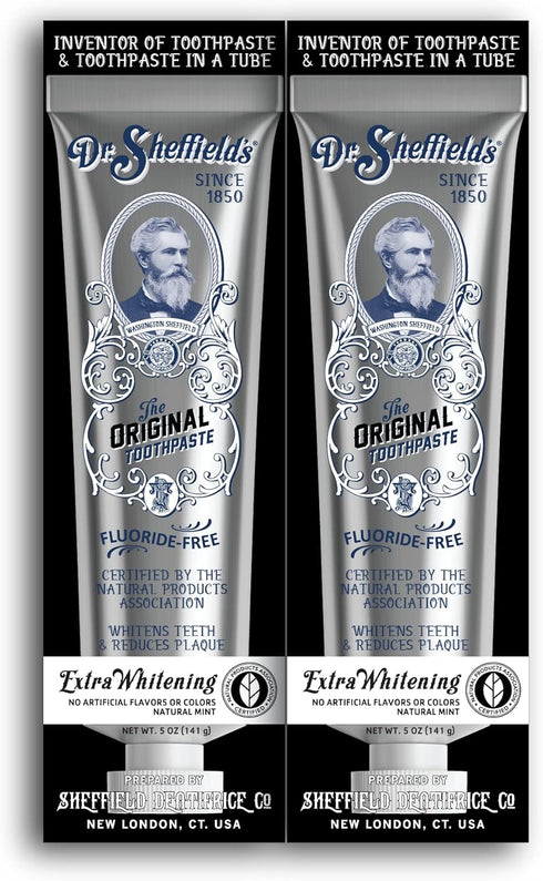 Dr. Sheffield’s Natural Toothpaste (Extra-Whitening) - Fluoride Free, Freshen Breath, Whiten Teeth, Reduce Plaque